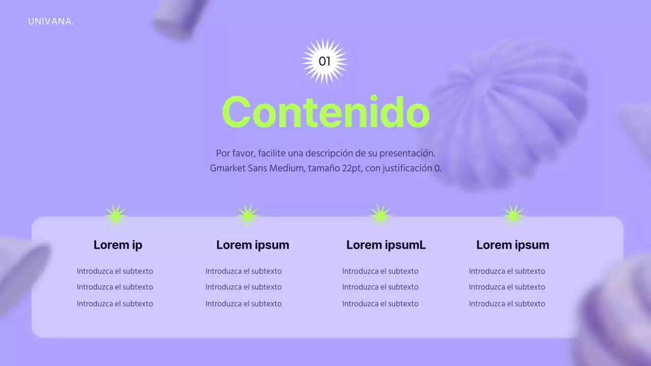 Utilizar elementos 3D sobre un fondo malva para crear una sensación de espacio que sirva de base a la estrategia publicitaria.