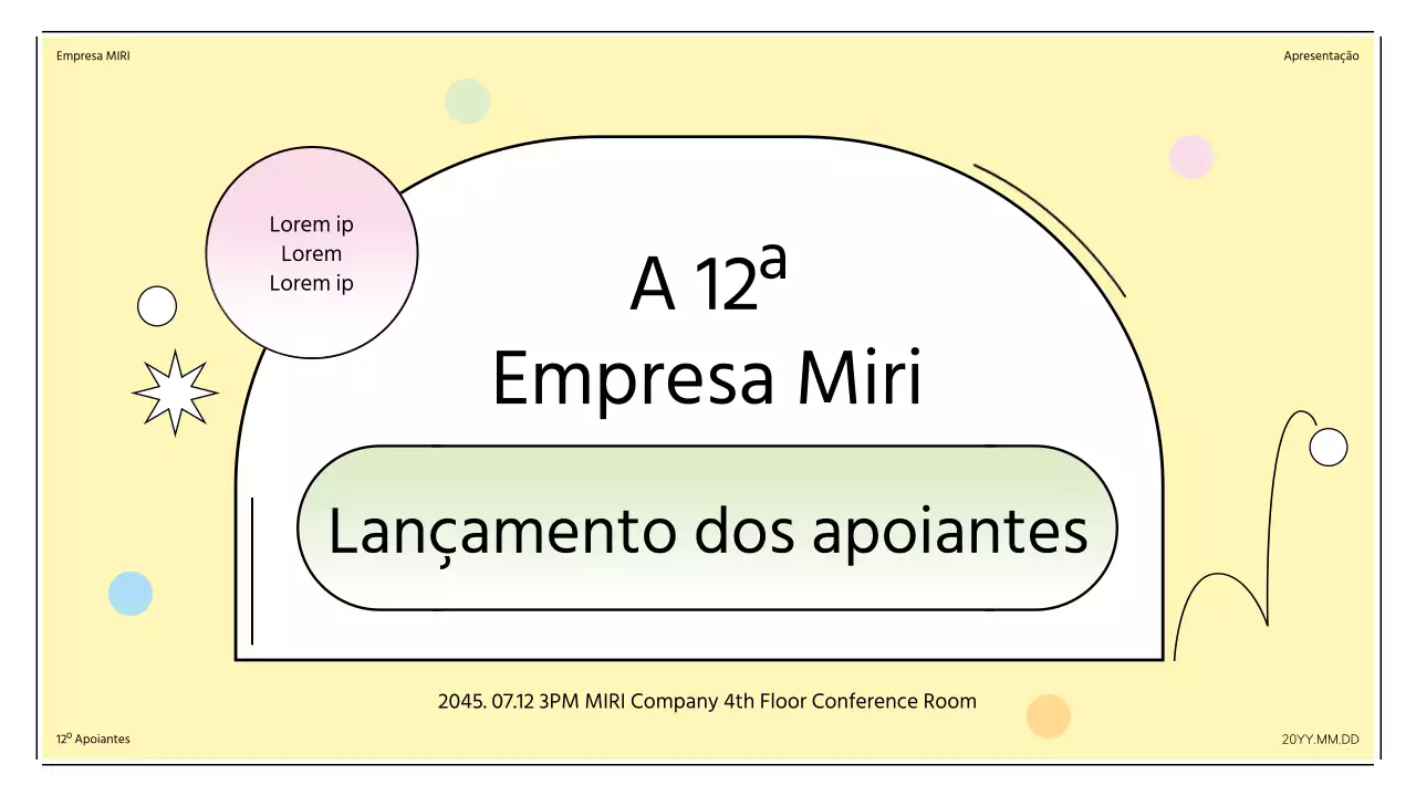 Cerimónia de lançamento dos apoiantes com formas pastel de armação solar