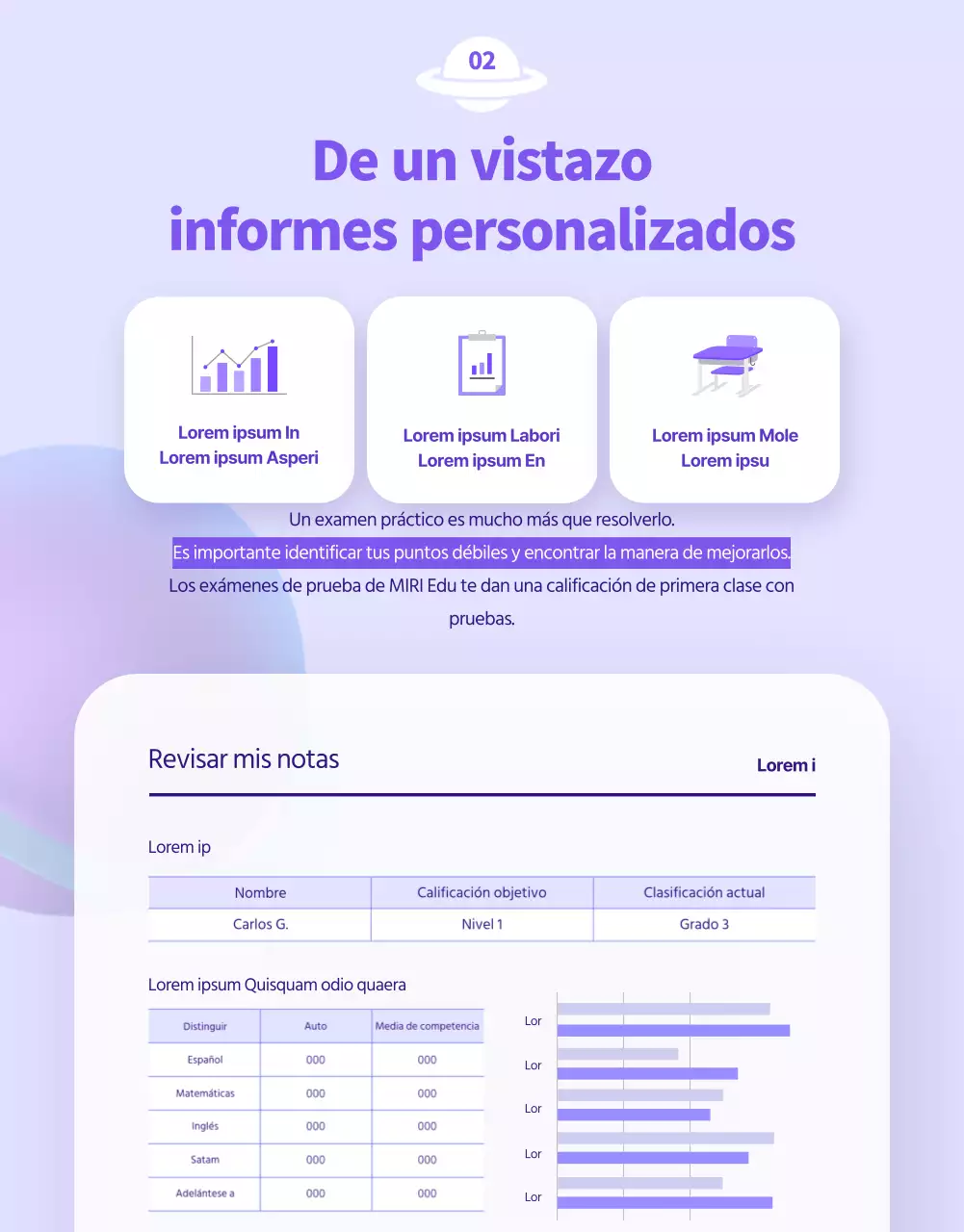 Comprar examen de práctica en línea con el concepto de espacio púrpura