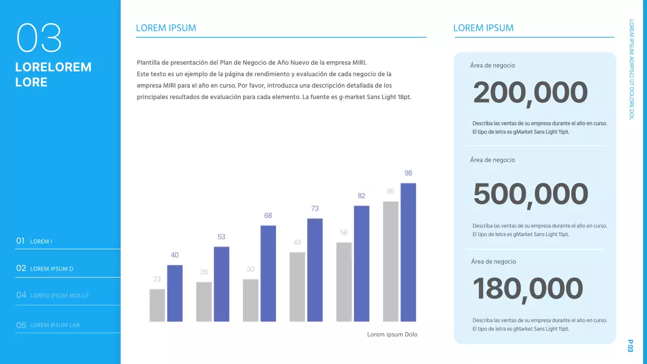 Presentación sencilla del plan de empresa de Año Nuevo en azul claro