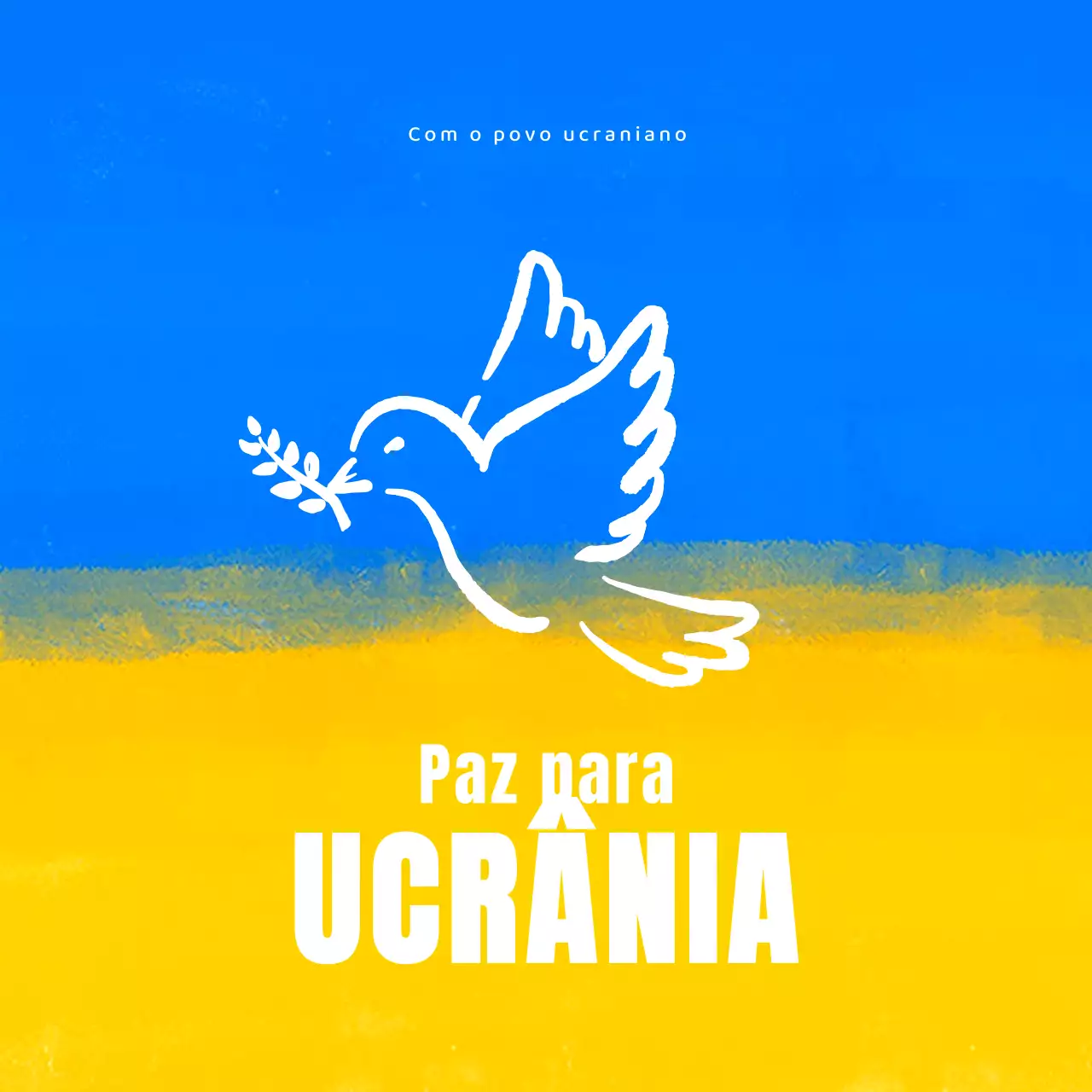 Contra a guerra na Ucrânia com uma pomba como símbolo da paz