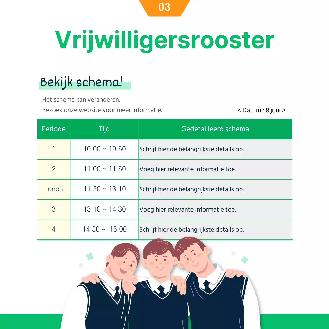 Groen en Oranje Illustratie Concept Rekrutering van universiteitsvrijwilligers