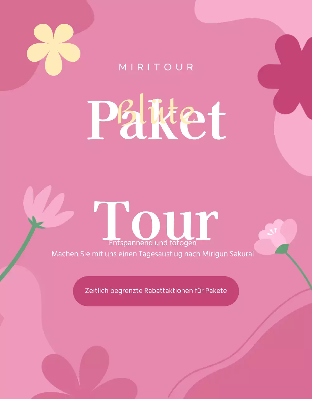 Förderung von Kirschblütentouren mit einer rosafarbenen Note
