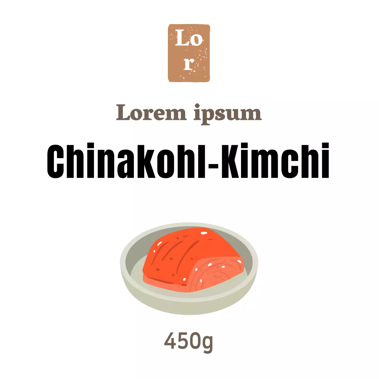 Weißer einfacher Feinkost-Kohl-Kimchi-Aufkleber für Beilagen