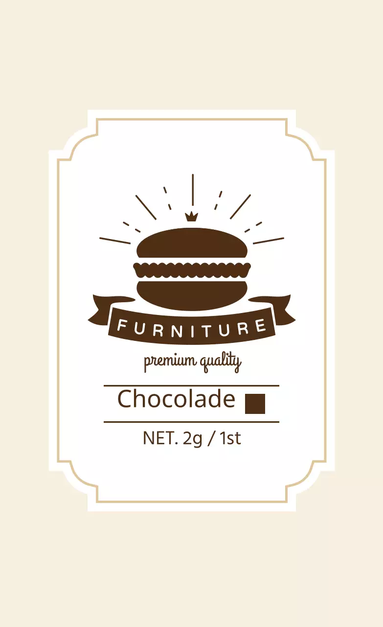 Ivoorbruin geïllustreerd macaron chocoladelabel