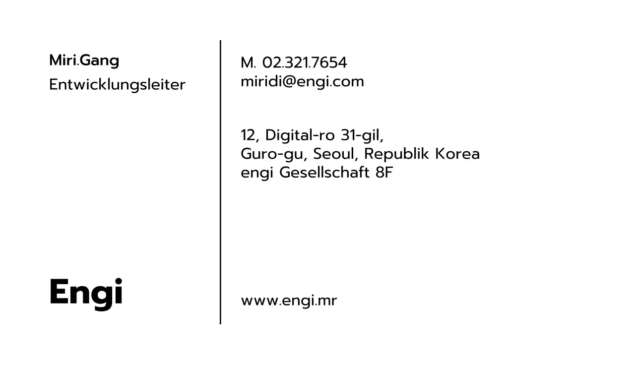 Ruhiger Visitenkartenstil mit grünen und vertikalen geraden Linien