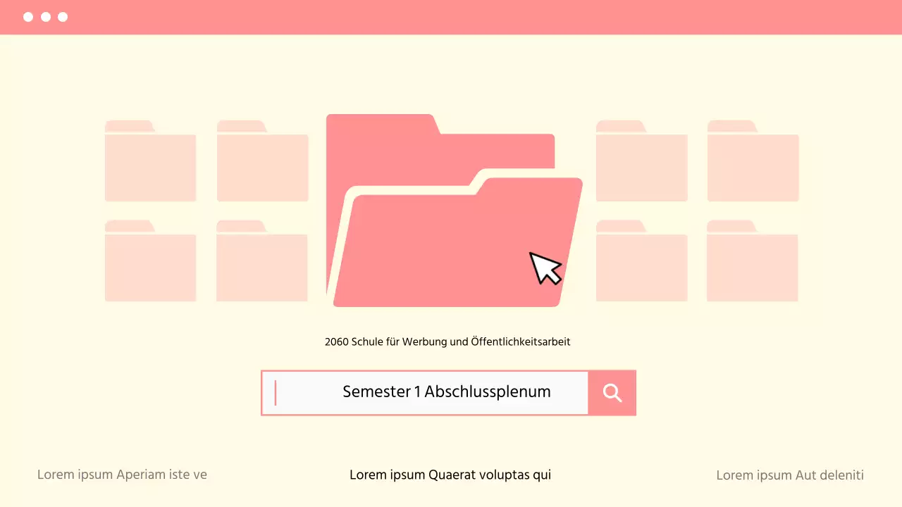 Ankündigung der Plenarsitzung zum Semesterende in schlichtem Beige und Rosa