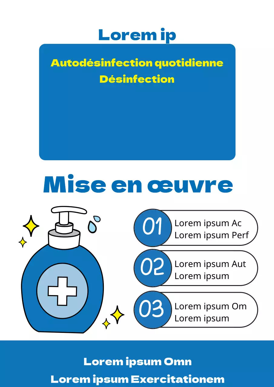 Un simple dépliant bleu et jaune annonçant la désinfection et l'assainissement du magasin.