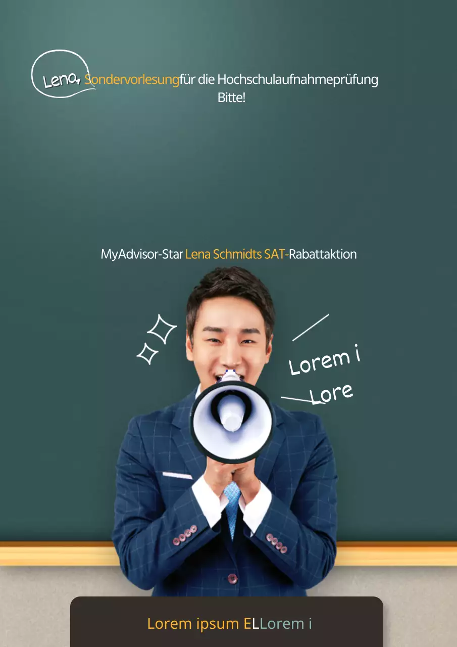 Werbung für eine Schulveranstaltung zur Aufnahme in ein College mit einem grün-gelben Tafelkonzept