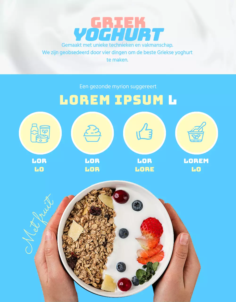 Yoghurt informatie in schattige pastel illustraties