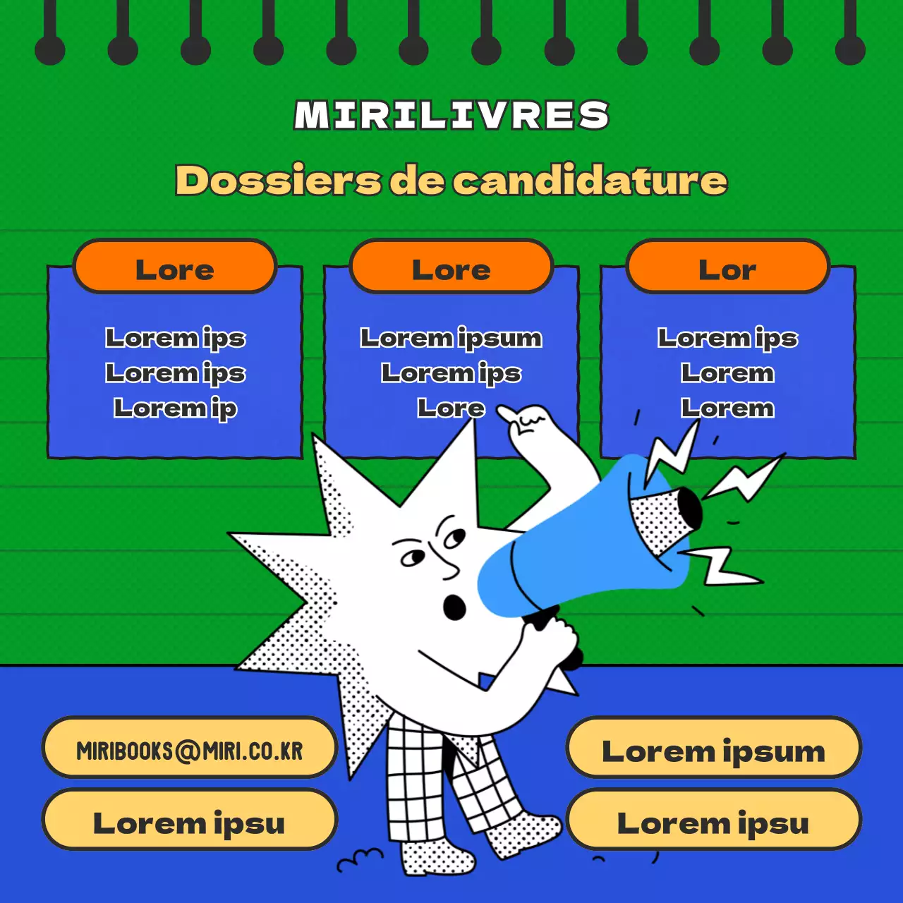 L'éditeur du concept rétro bleu et vert cherche des soutiens