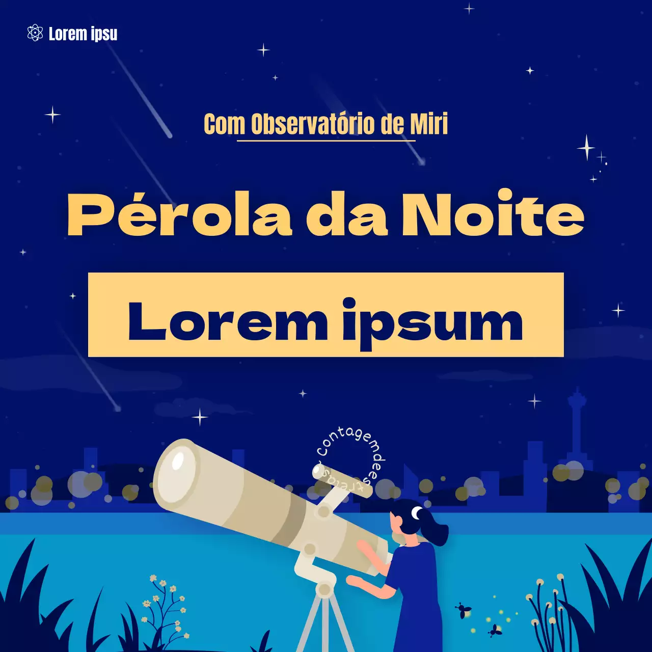 Horóscopo de verão ilustrado em azul e amarelo CardNews