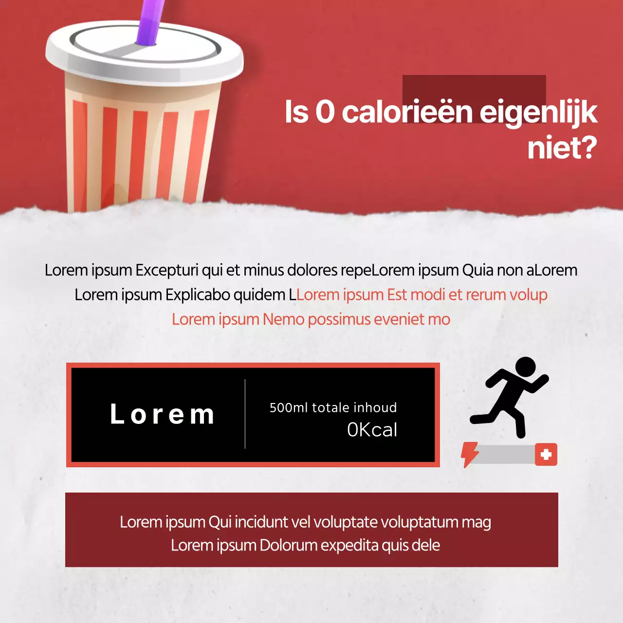 De rode, calorievrije geheime kaartnews design