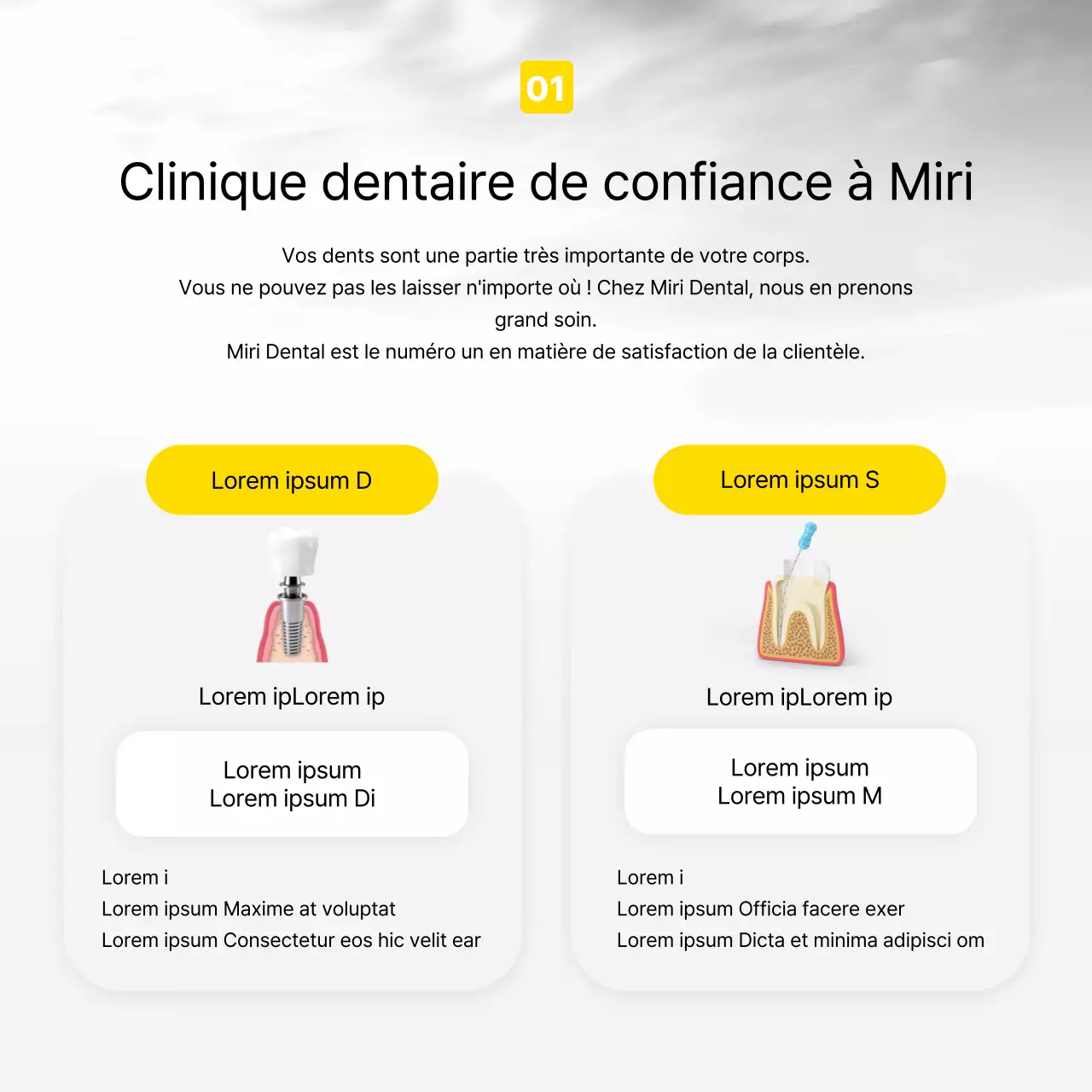 Promouvoir un cabinet dentaire moderne en jaune et gris