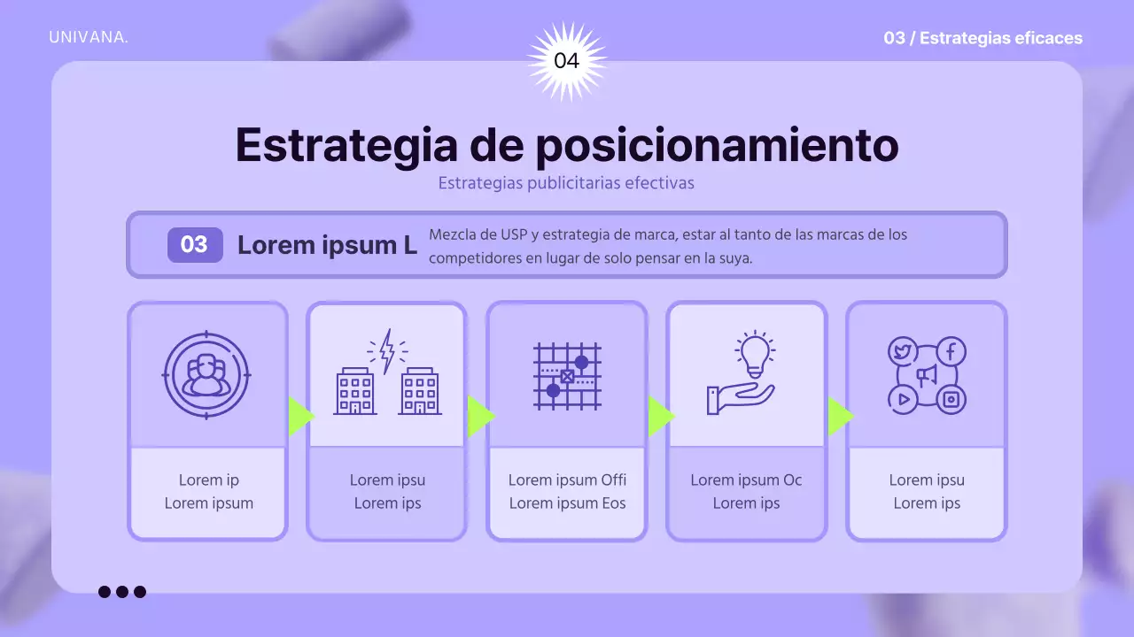 Utilizar elementos 3D sobre un fondo malva para crear una sensación de espacio que sirva de base a la estrategia publicitaria.