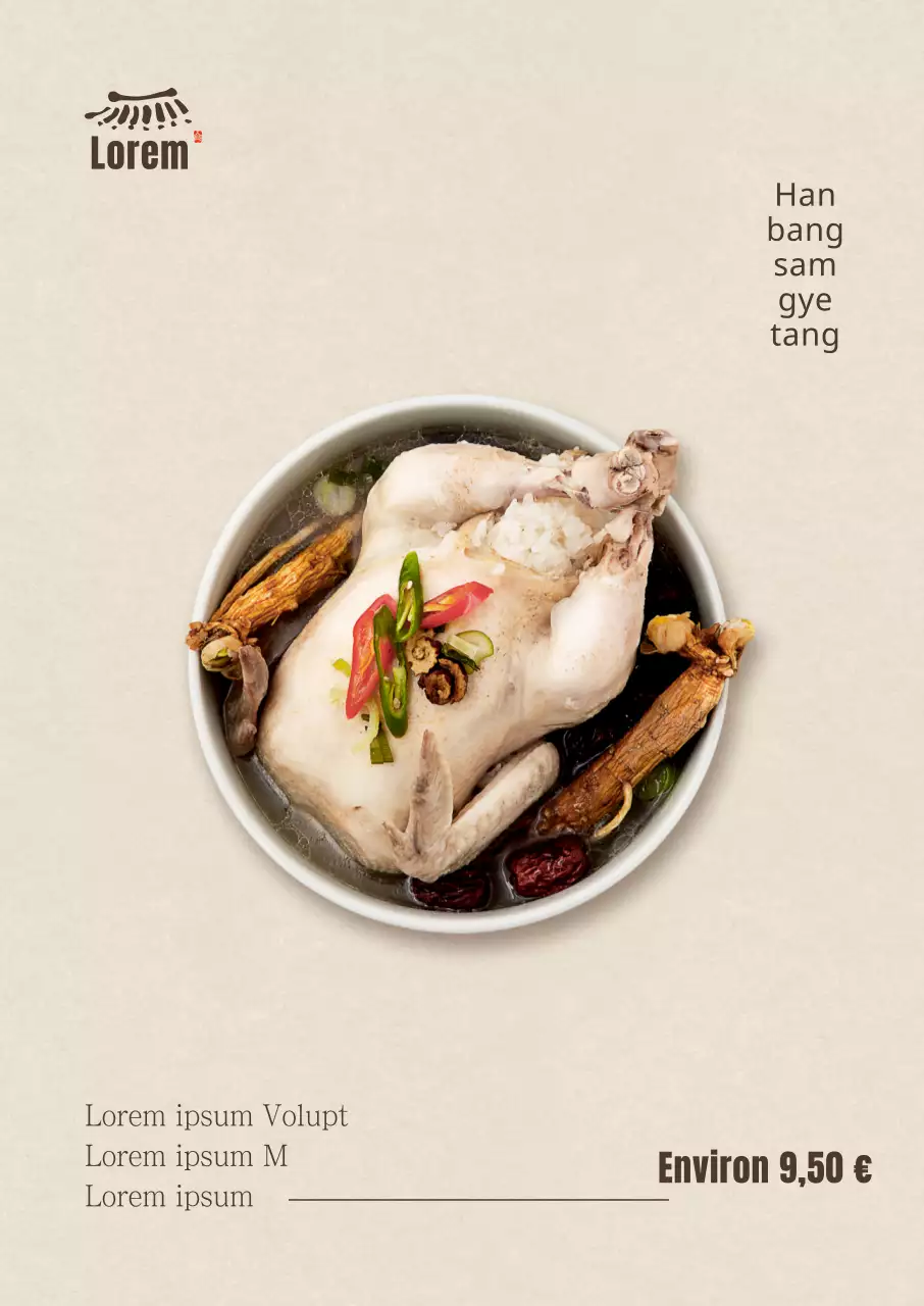 Affiche verticale coréenne simple Samgyetang