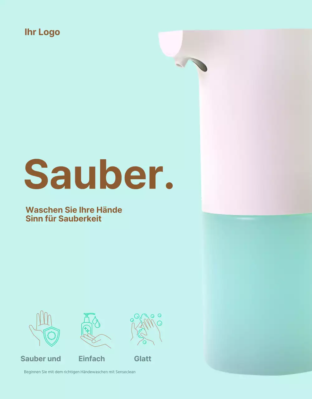 Einfache mintfarbene Sensor-Handdesinfektionsmittel-Elektronik-Verkaufsseite