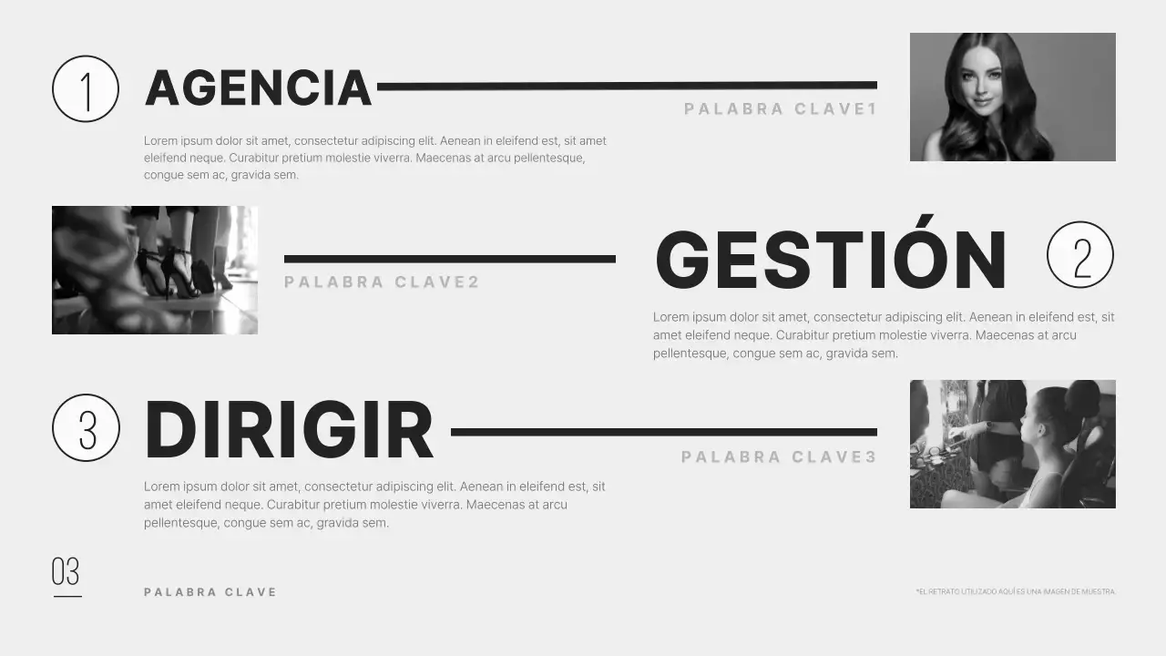 Perfil de empresa de agencia de modelos limpio y moderno en negro.