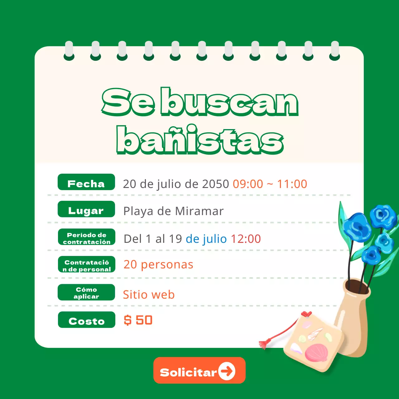 Green Orange Beachcombing CardNoticias