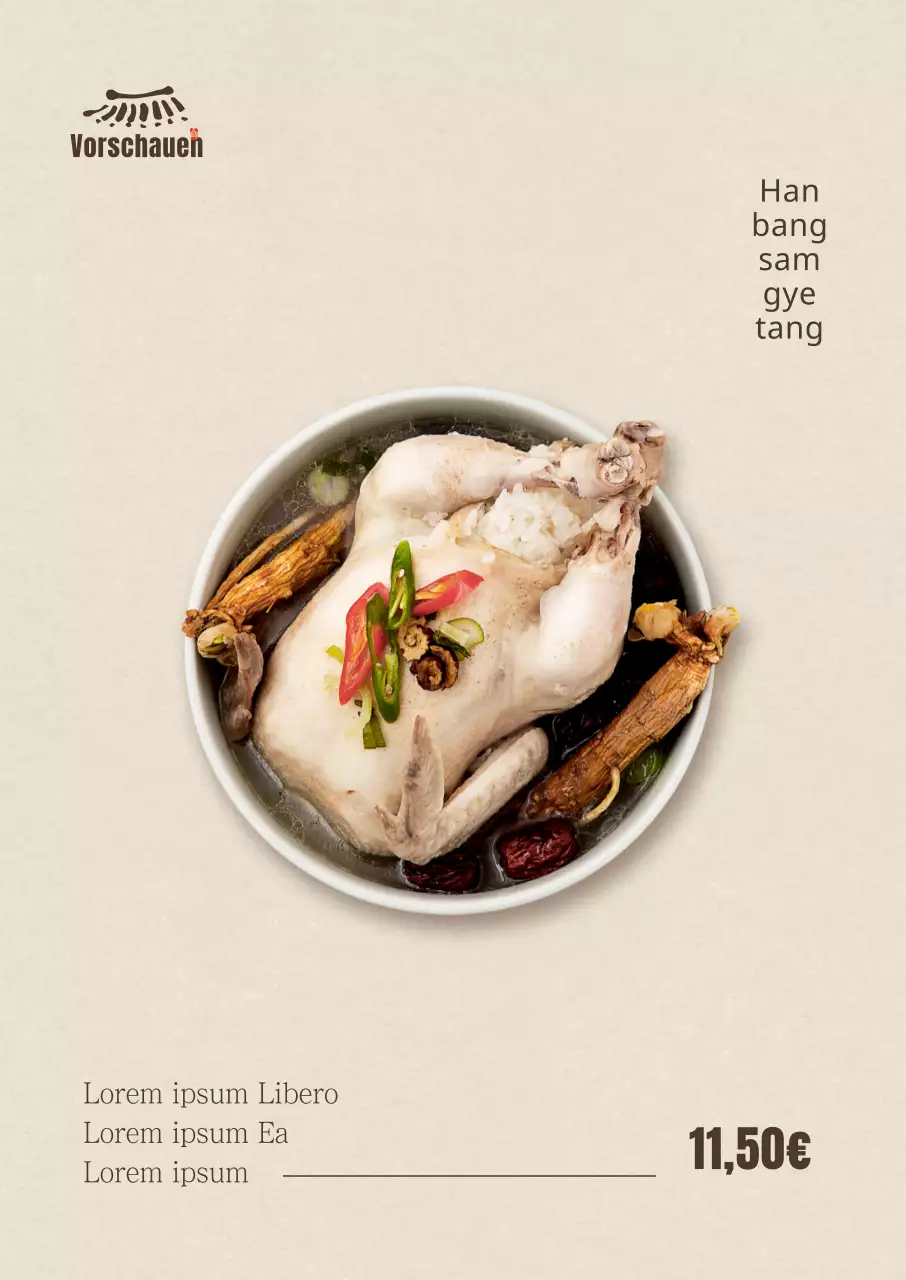Einfaches koreanisches Samgyetang-Poster im Hochformat