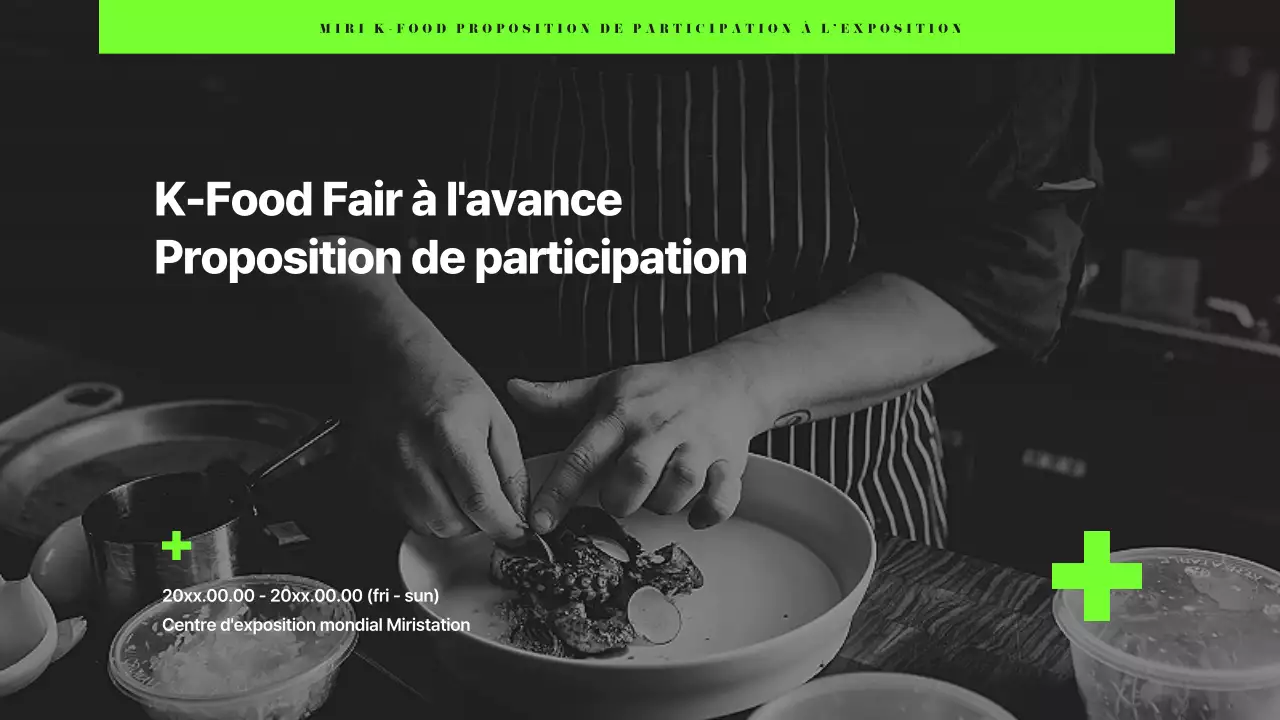 Proposition d'entreprise pour une foire alimentaire moderne en noir et chartreuse