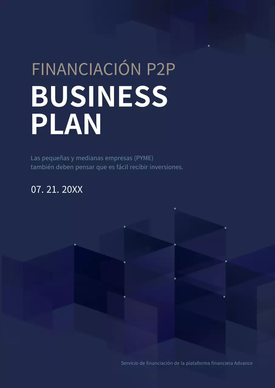 Azul marino Simple Business Corporate Finance P2P Business Plan
