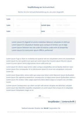 Vertraulichkeitserklärung für Geschäftsdokumente in hellblau