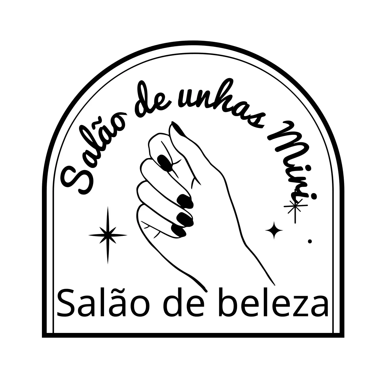 Ilustração de um salão de unhas com crachá na mão