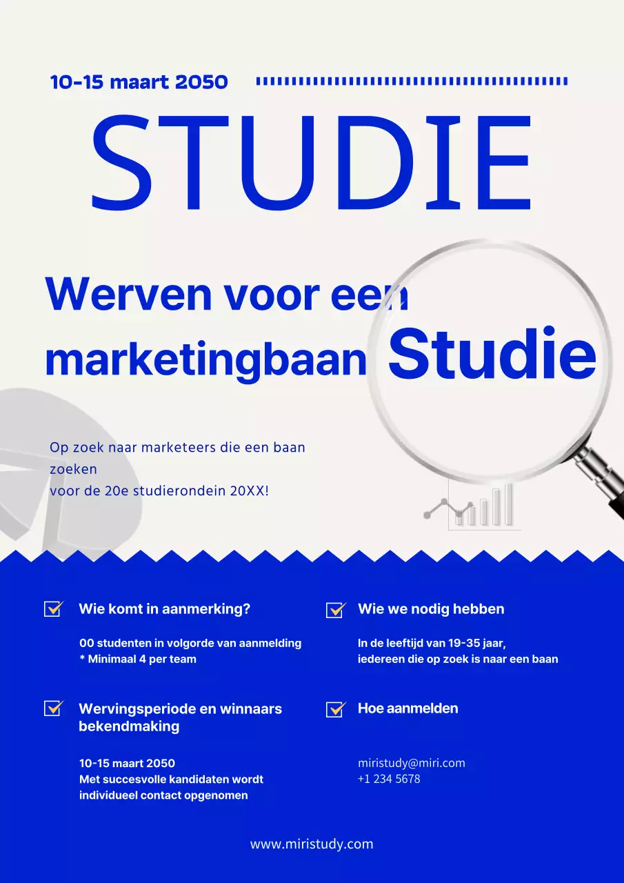 Moderne werk-studie vacatures in blauw