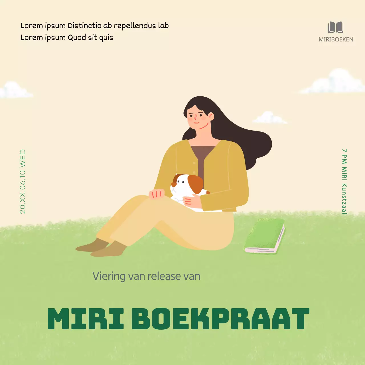 Boekbespreking ter ere van de lancering van een beige-groen geïllustreerd conceptboek