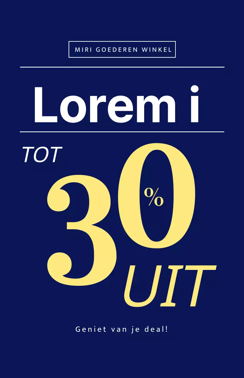 Etalagevlag zomeruitverkoop met geel lettertype op marineblauwe achtergrond