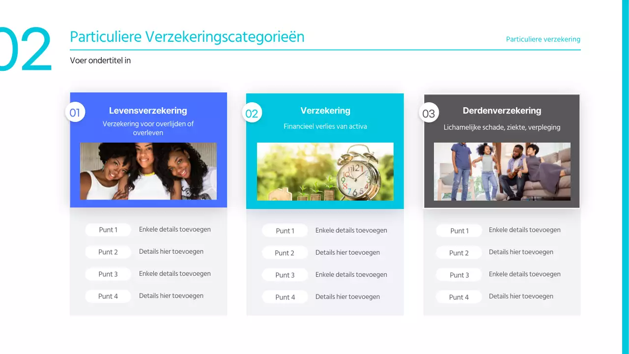Een eenvoudige blauwe en lichtblauwe verzekeringspresentatie