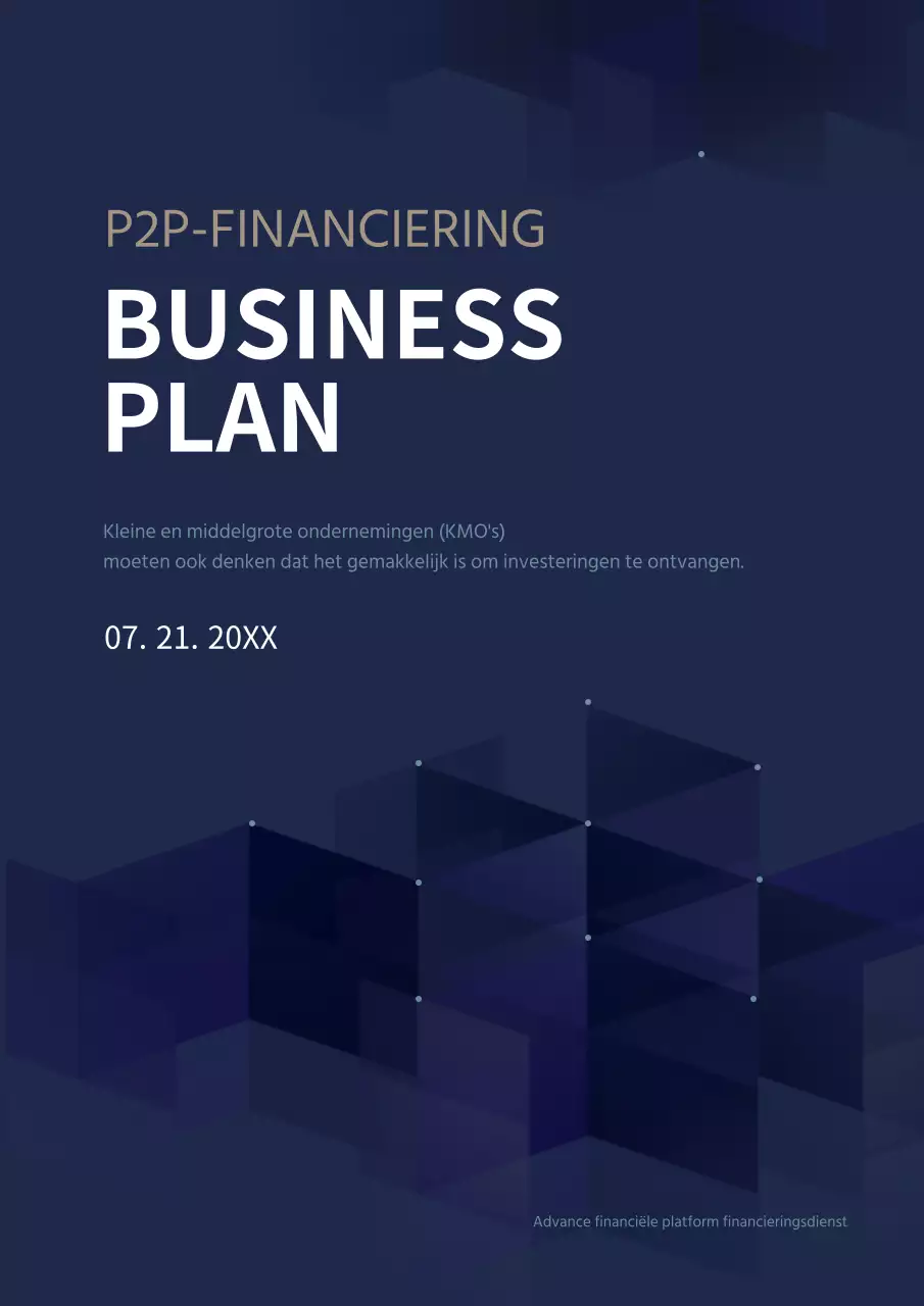 Marineblauw eenvoudig bedrijfsfinanciering P2P bedrijfsplan