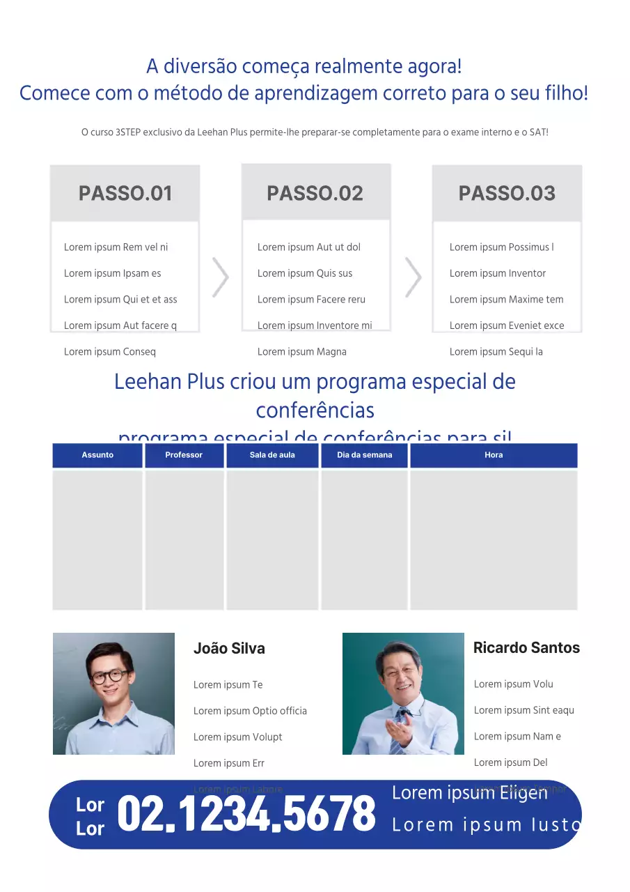 Promoção de escola de matemática limpa com fotografias de professores azuis e cinzentas