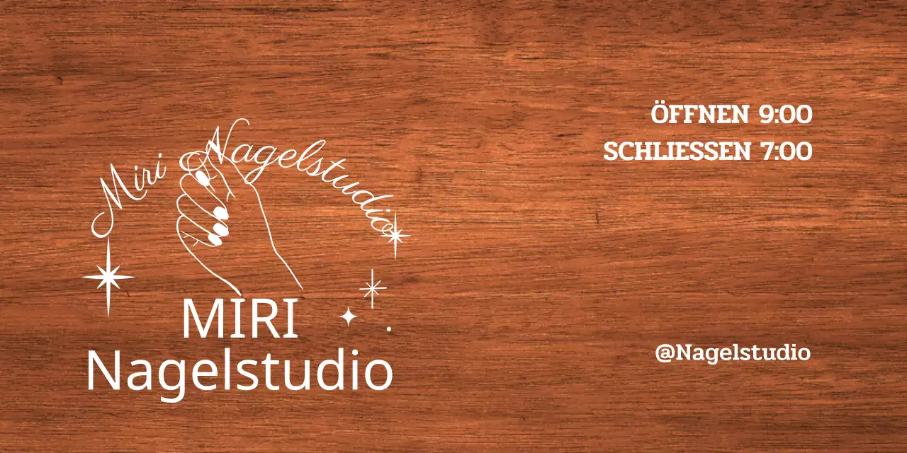 Ein klassisches Nagelstudio-Schild mit weißem Text und einer Illustration einer Sternhand.