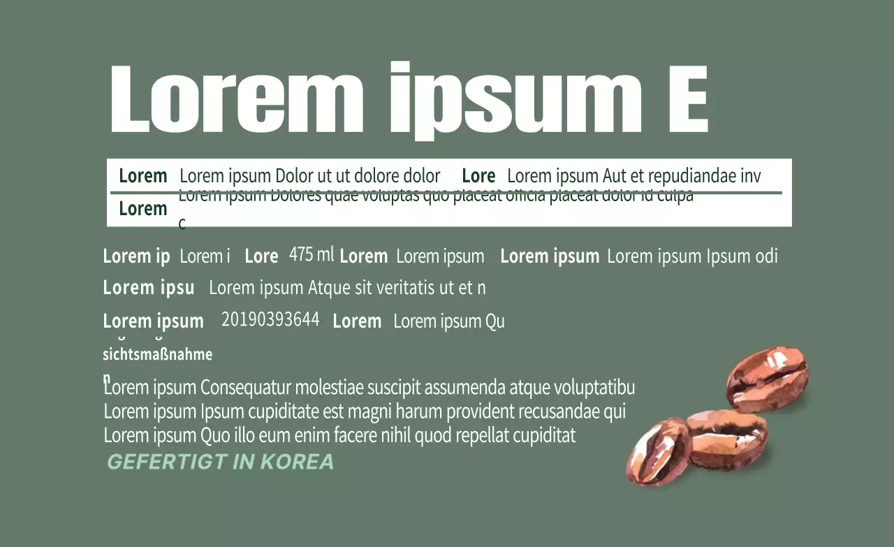 Grüner Schriftzug Hervorgehobene Illustrationen Saubere, detaillierte Kaffeebohnen-Etiketten