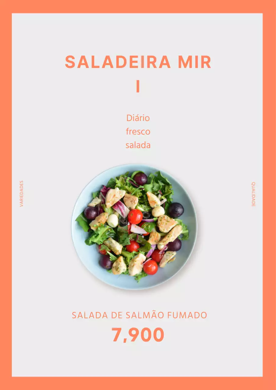 Cartaz vertical de salada simples laranja