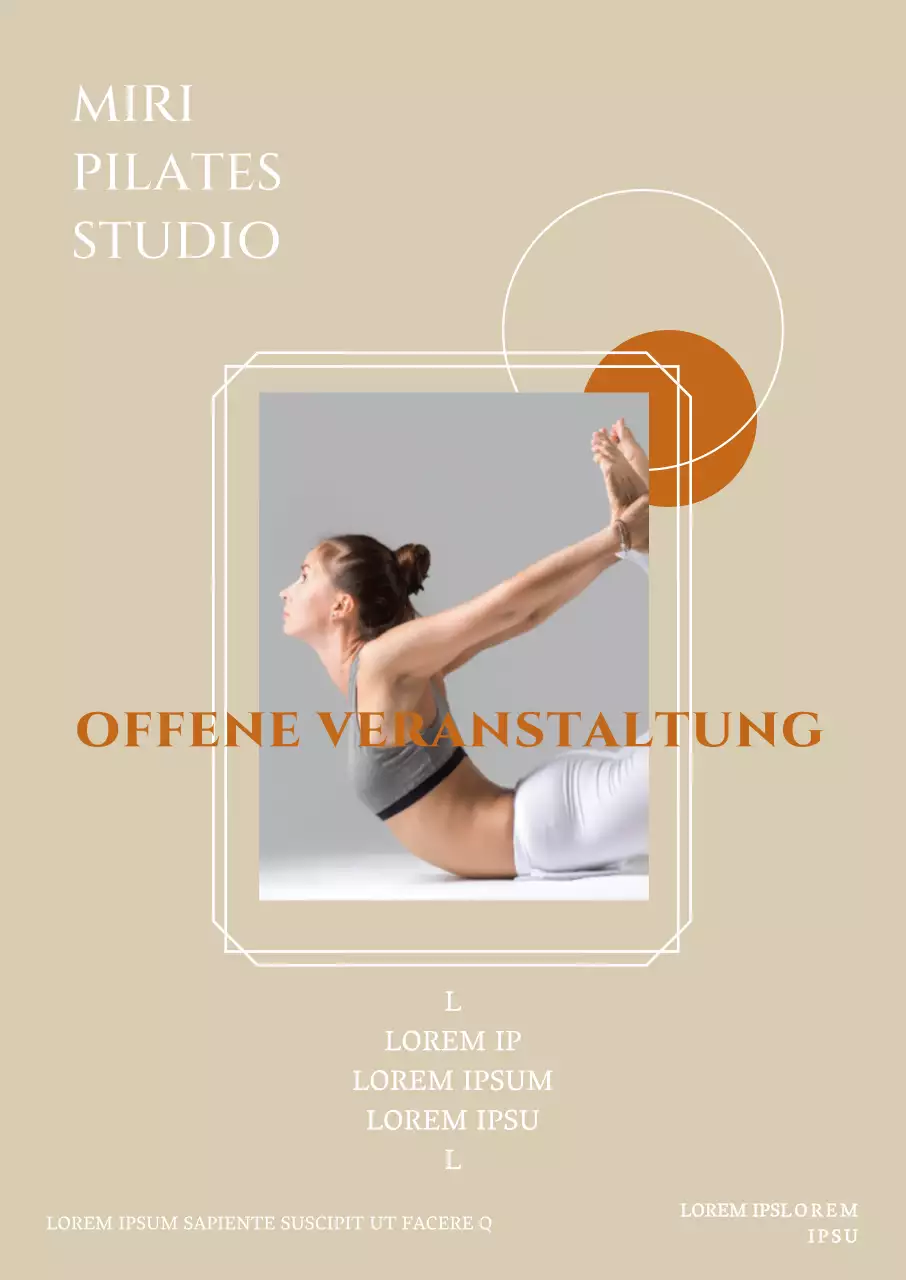 Simple Pilates Open Event in Elfenbein und Orange