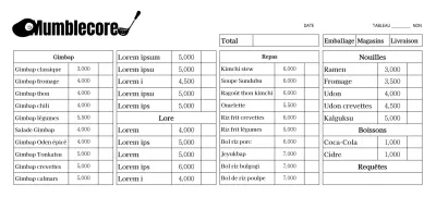 Modèle de feuille de commande de logo de bistro simple, mignon et élégant