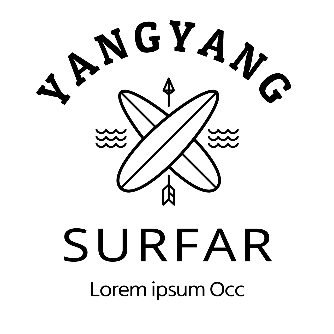 Promover o surf nas férias com texto simples a preto e ilustrações de linhas