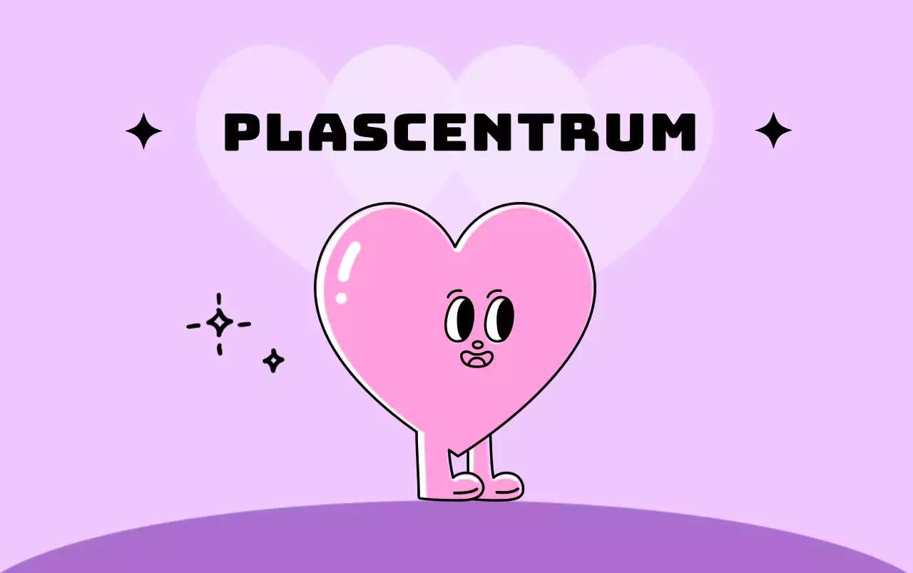 Openbaar jeugdcentrum met schattige hartvormige letters in roze en paars