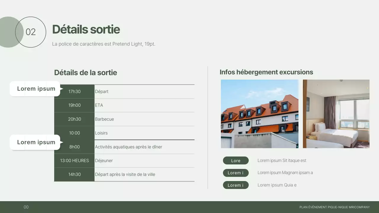 Plan de l'événement du pique-nique d'entreprise en vert