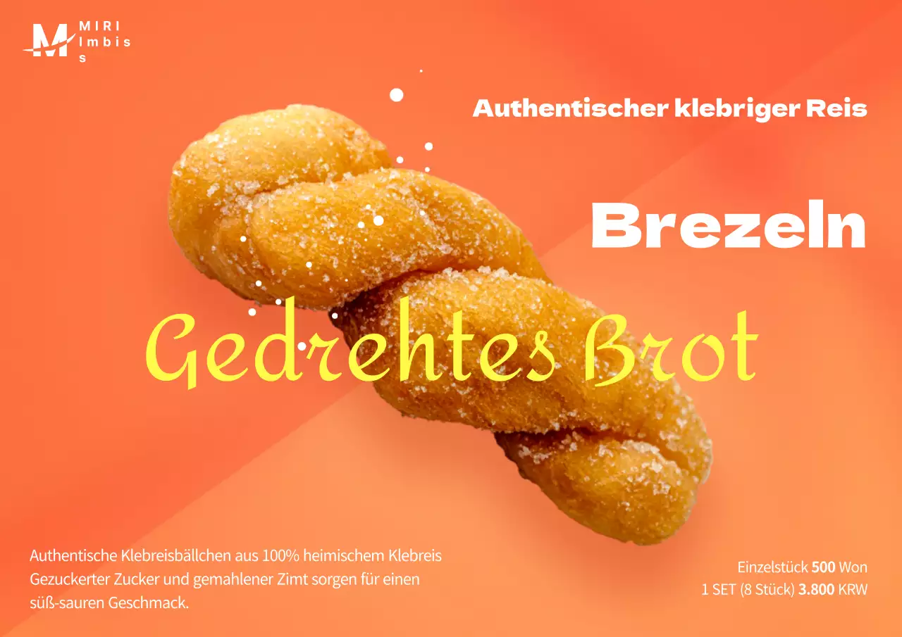 Einfaches Klebereisbrötchen-Poster mit orangefarbenem Split-Hintergrund