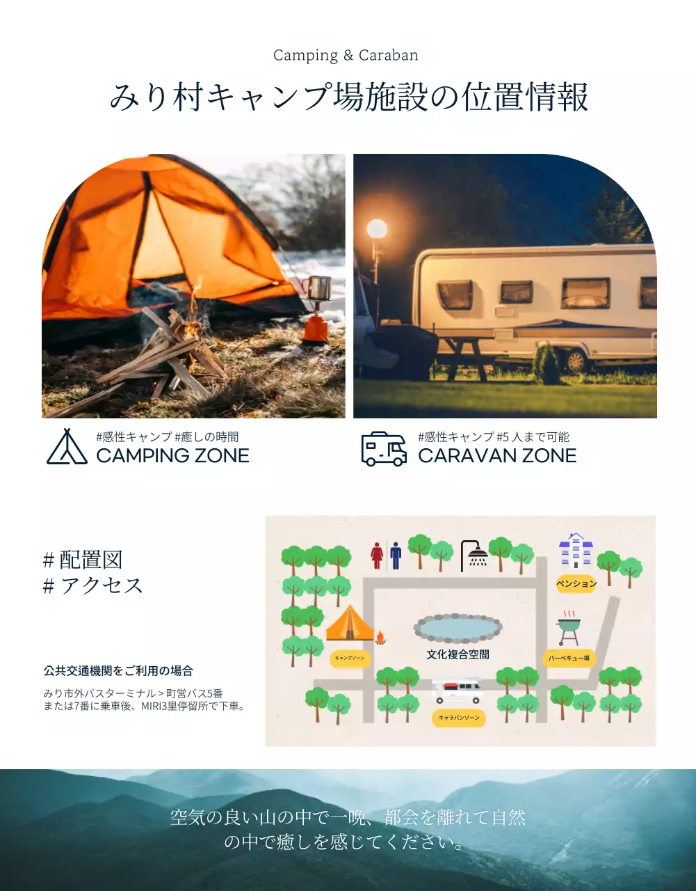 青 モダン キャンプ 報告書 詳細ページ