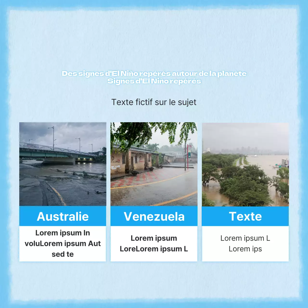 Un concept simple et mignon en bleu pour le poste d'information sur le climat