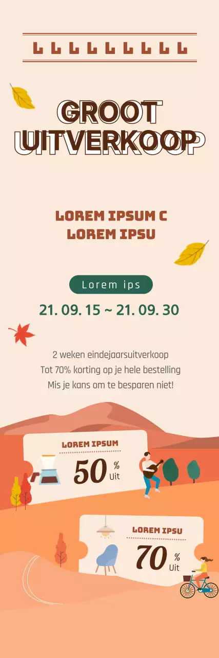 Beige en bruine herfst illustratie magazijn drop-off evenement
