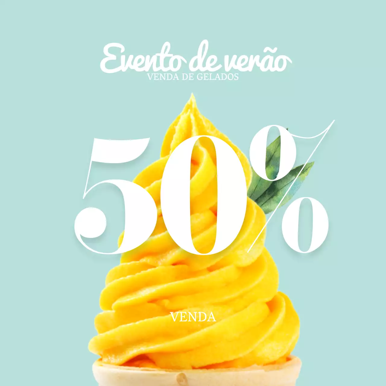Faixa de venda de gelados de verão em menta e amarelo