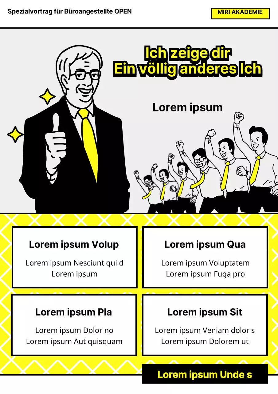 Lustiger und einfacher englischsprachiger Schulflyer in Gelb und Grau