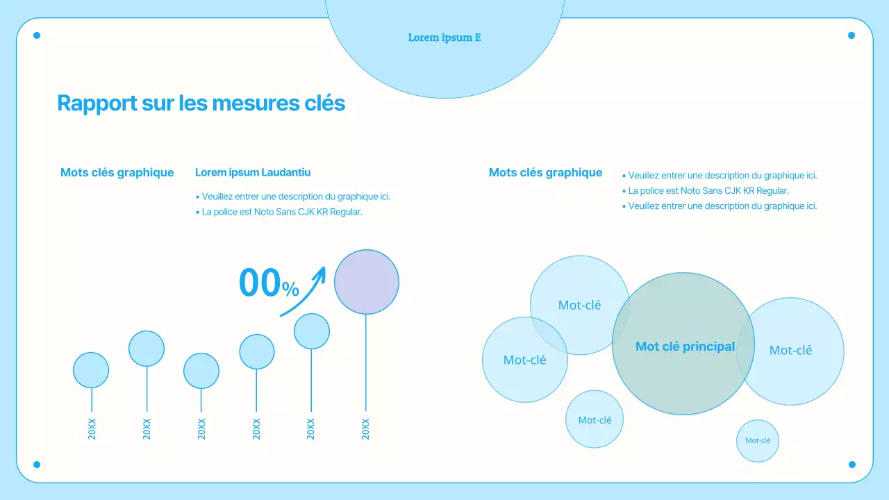 Graphiques et infographies avec des cercles dans des tons bleus pastel