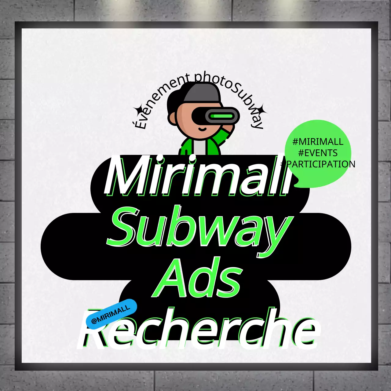 Publicité pour le métro, événement photo avec concept de panneau d'affichage vert